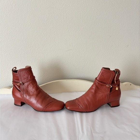 L’Autre Chose Brown Parisian Leather Ankle Booties with Square Toe Size 36 - Picture 3 of 8